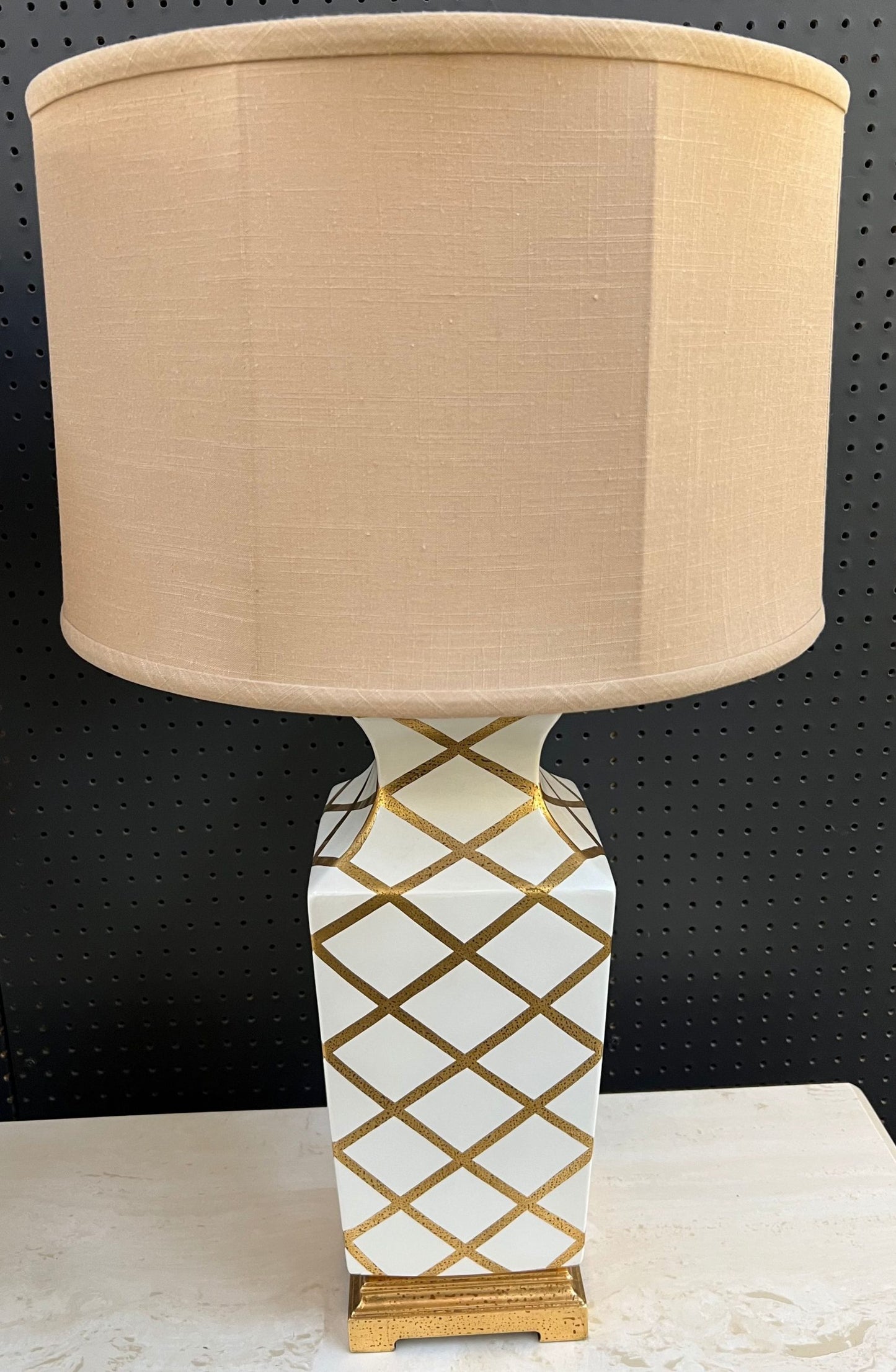 Pair White and Gold Criss Cross Pattern