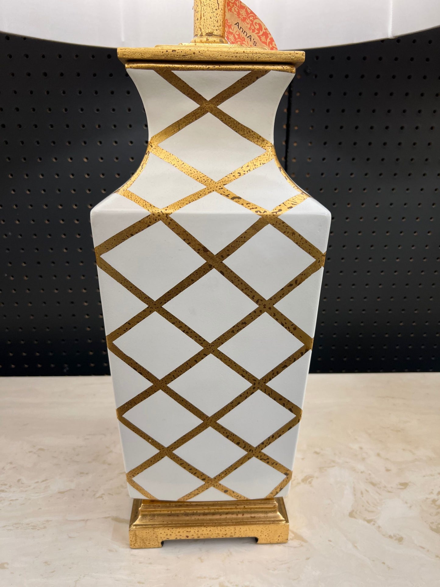 Pair White and Gold Criss Cross Pattern