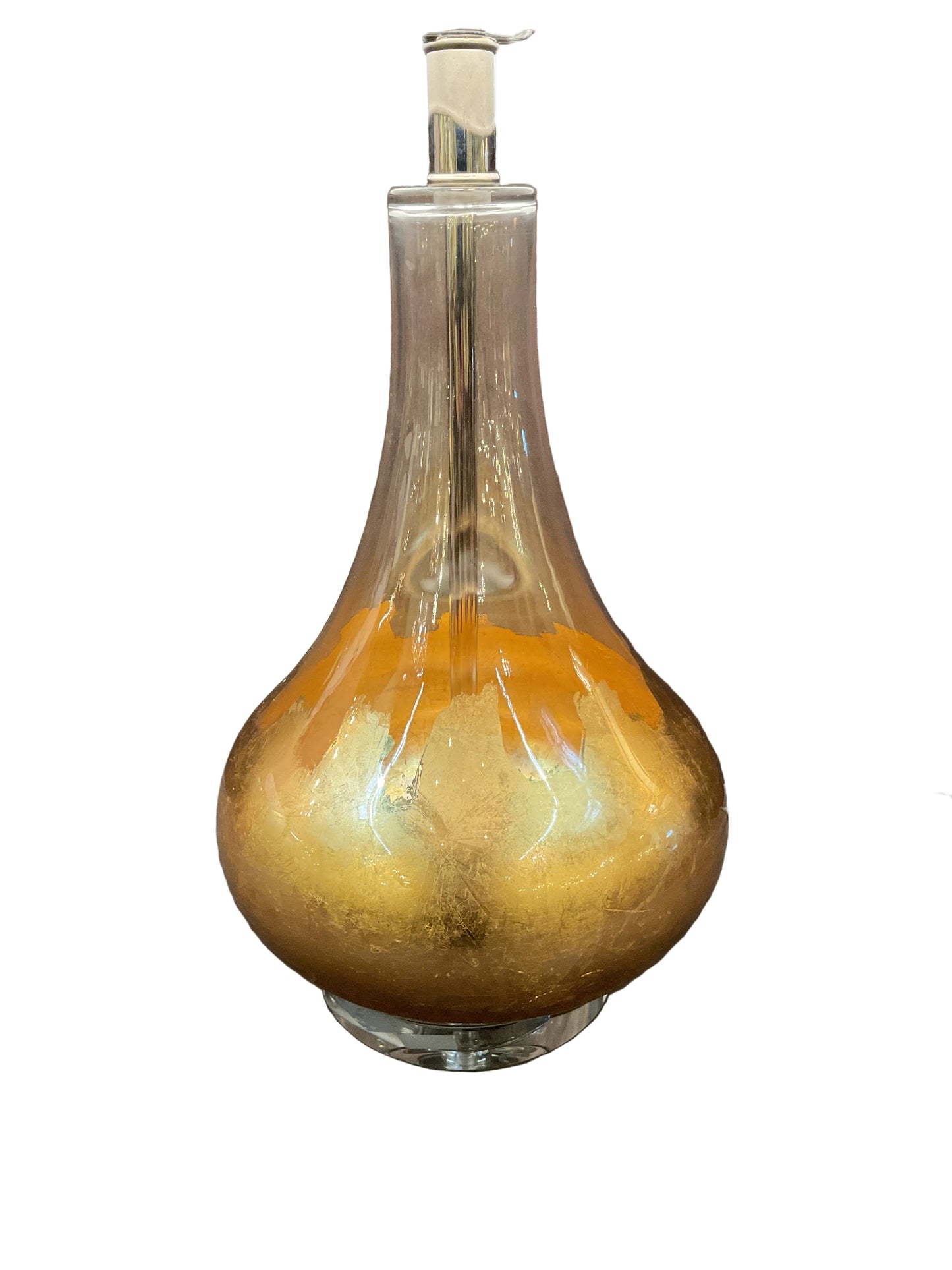 Pair Modern Gold Leaf Glass Lamps By Chelsea House