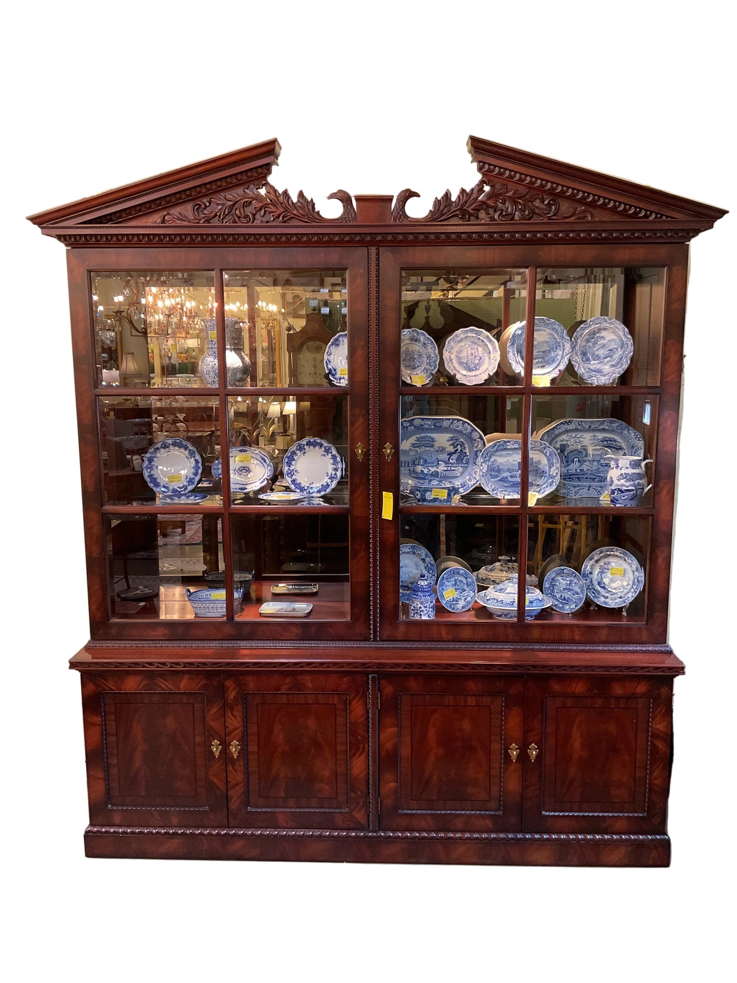 Sliding Double Door Mahogany Breakfront by Henredon Furniture Company