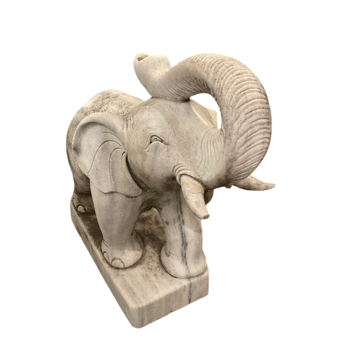 Pair of Vintage Limestone Elephant Figures