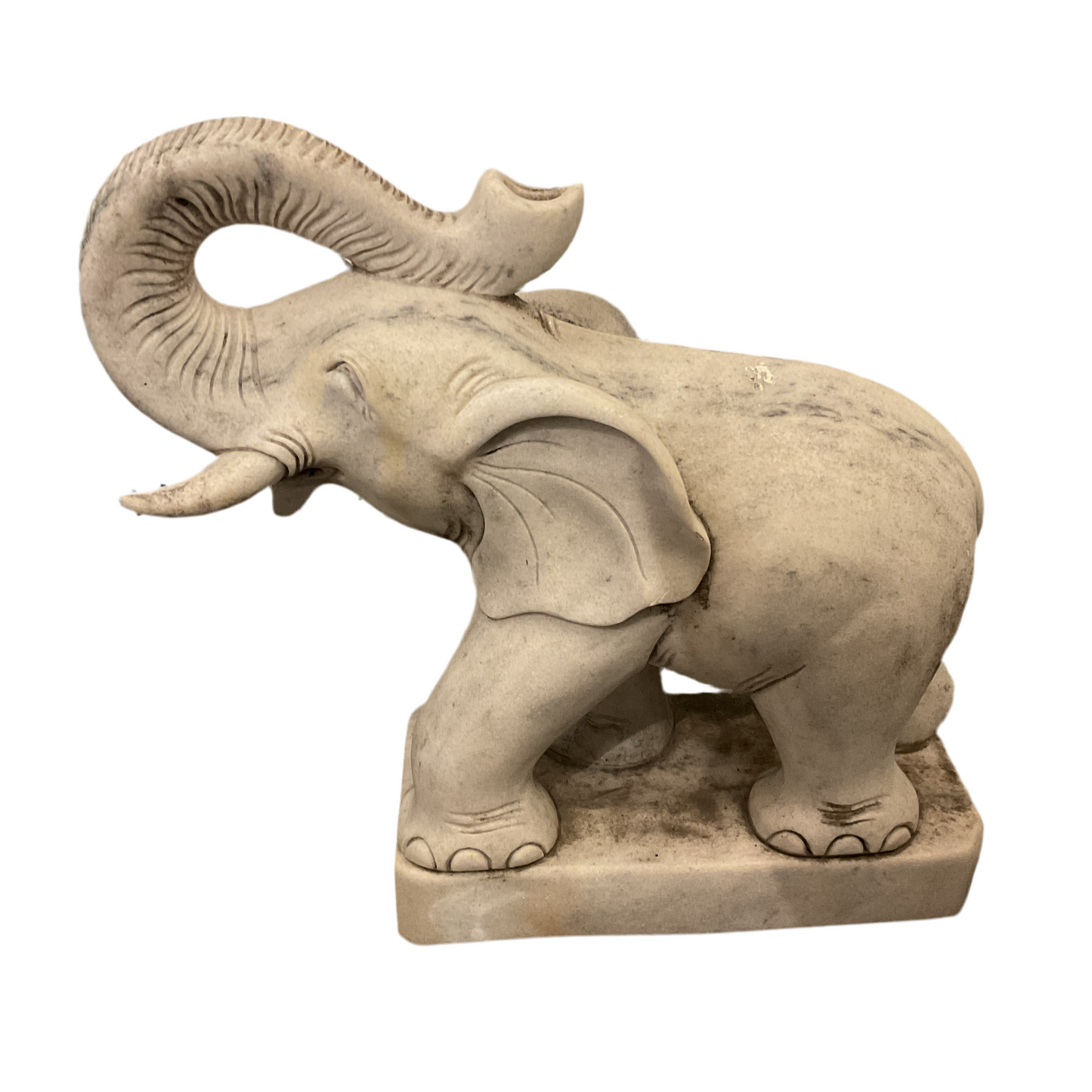 Pair of Vintage Limestone Elephant Figures