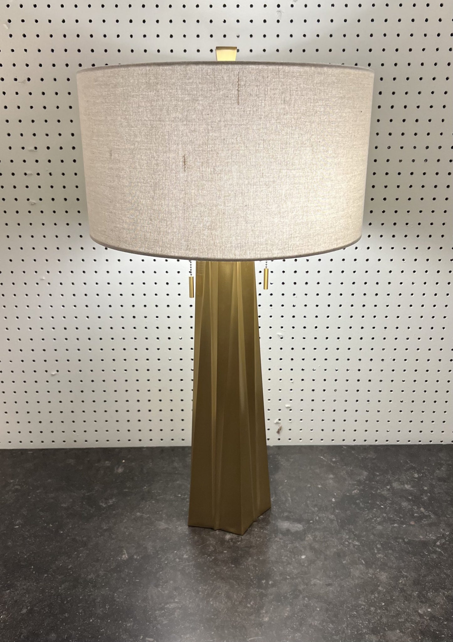 Pair Gold Metal Star Form Lamps