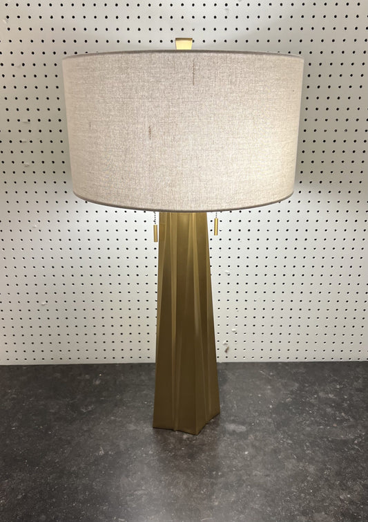 Pair Gold Metal Star Form Lamps