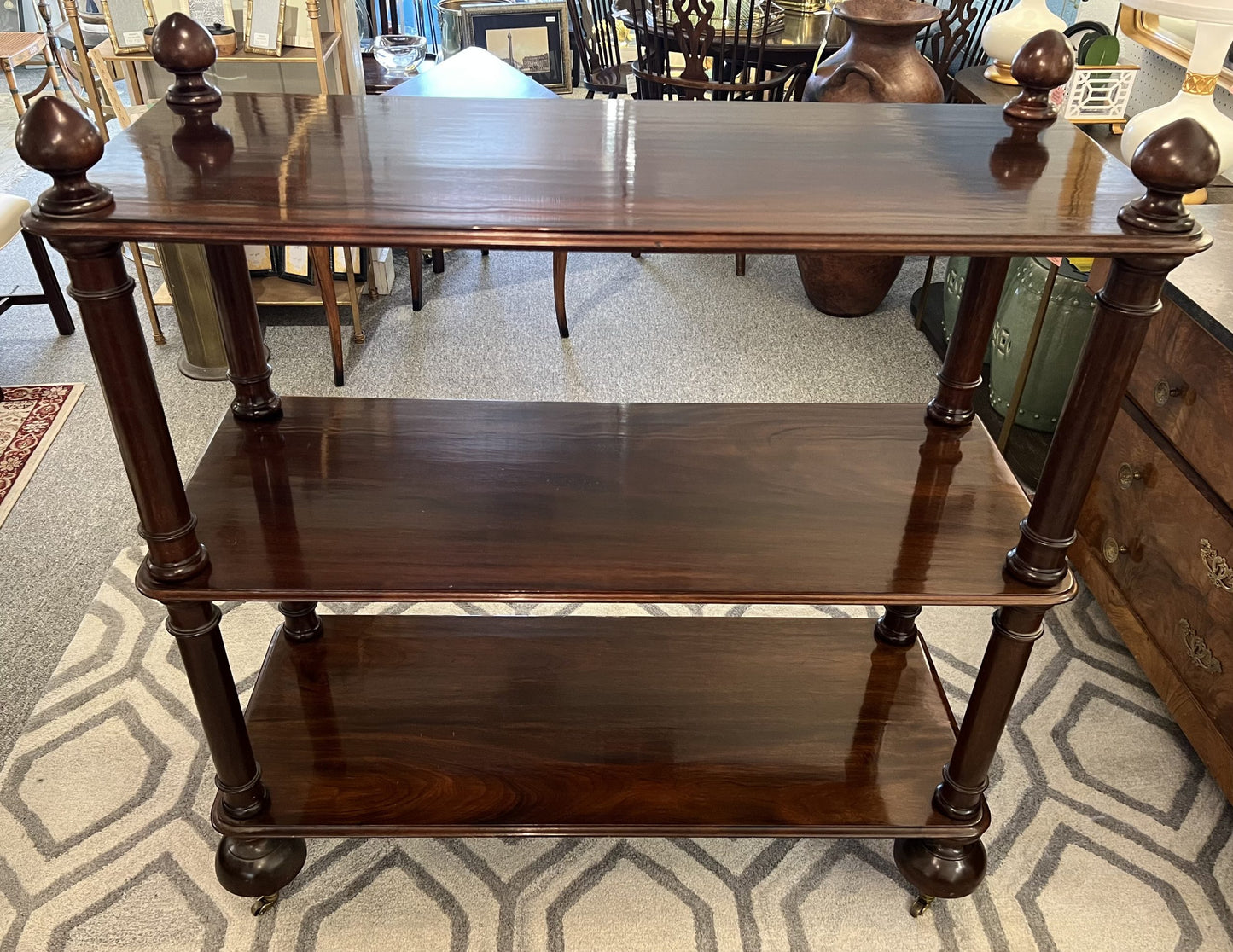Vintage 3 Tier Mahogany Dumbwaiter