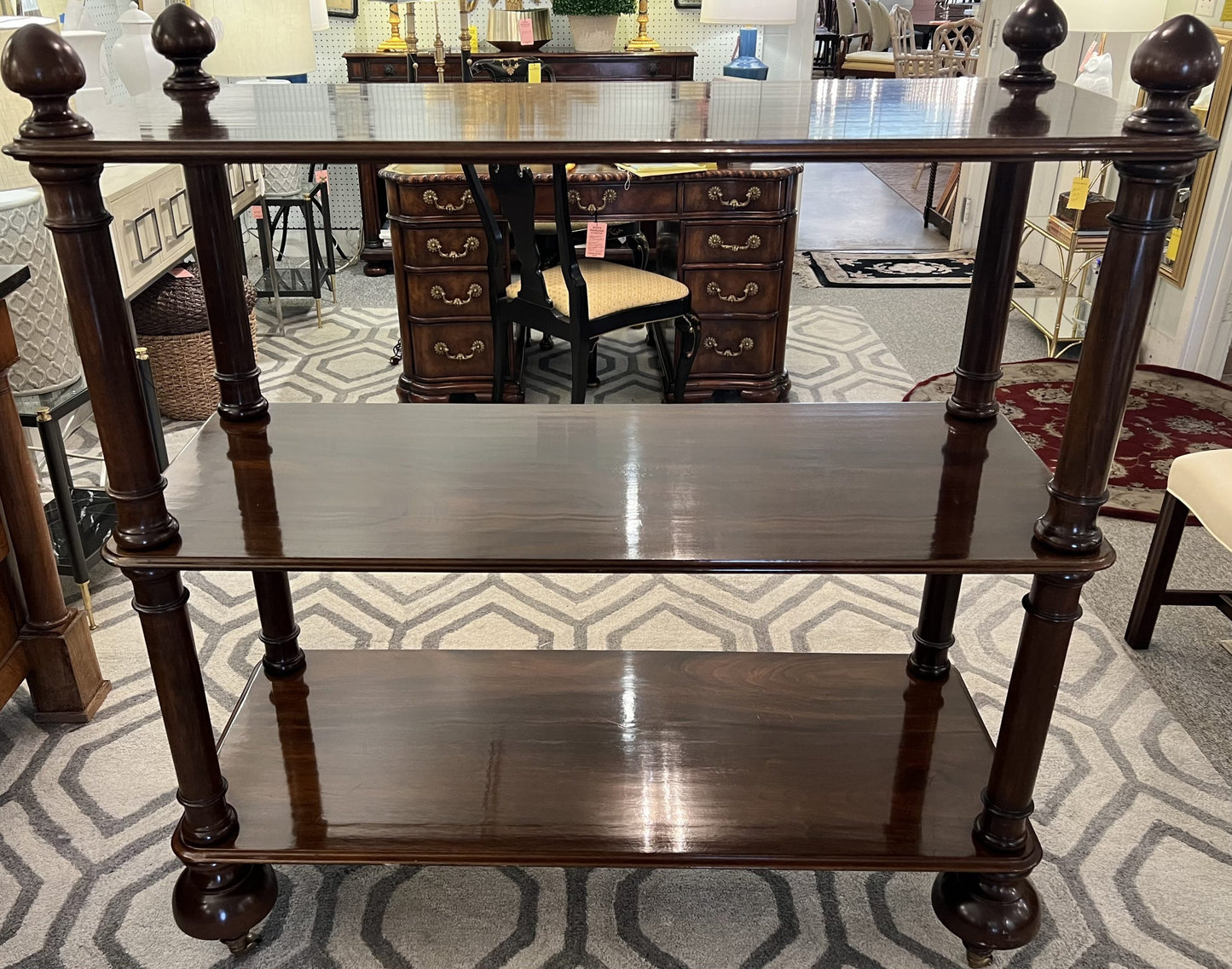 Vintage 3 Tier Mahogany Dumbwaiter