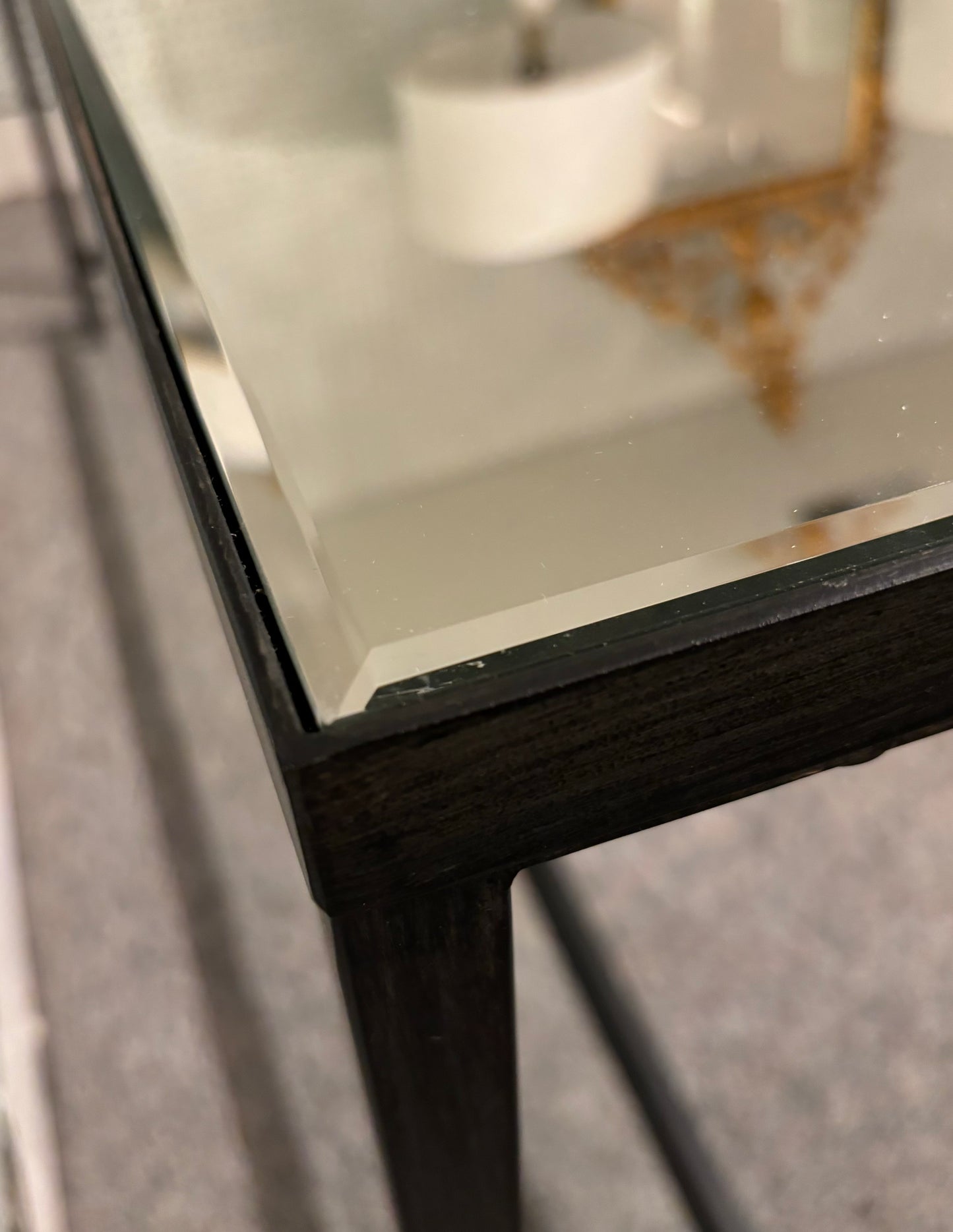 Two Tier Mirror & Glass Narrow Console Table
