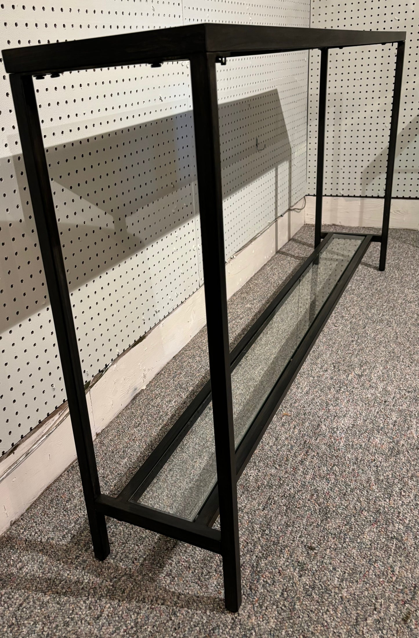 Two Tier Mirror & Glass Narrow Console Table