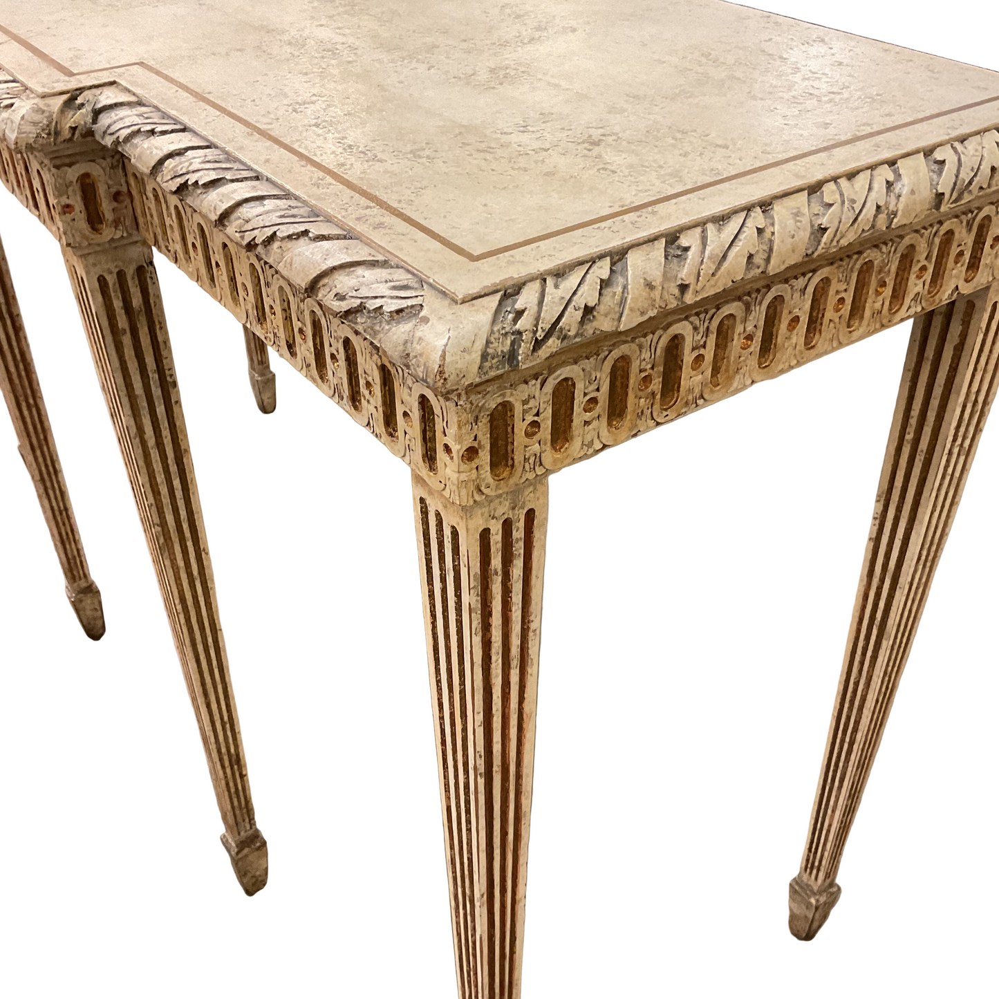 Pair Vintage Cream Console Tables