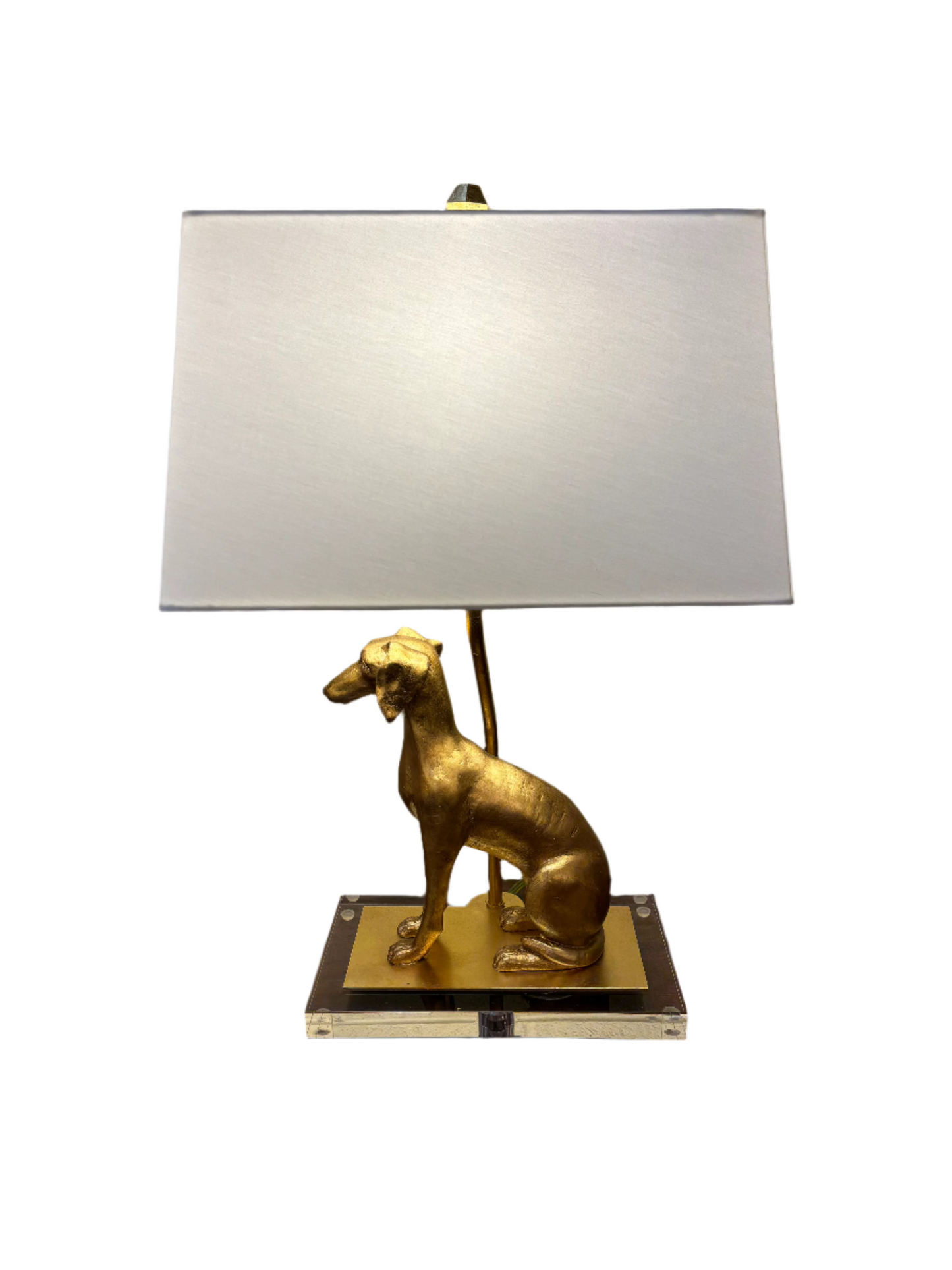 Pair Gold Dog Figures Lamps