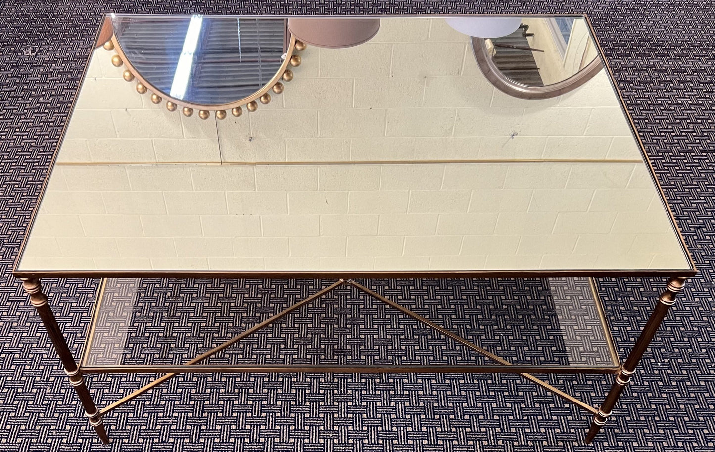 TWO TIER MIRROR TOP COCKTAIL TABLE
