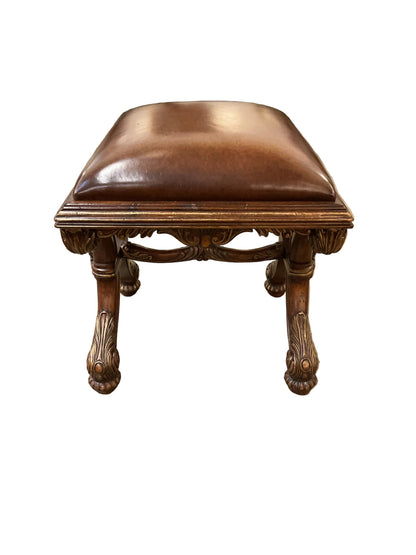 Ornate Leather Stool by Johnathan Charles