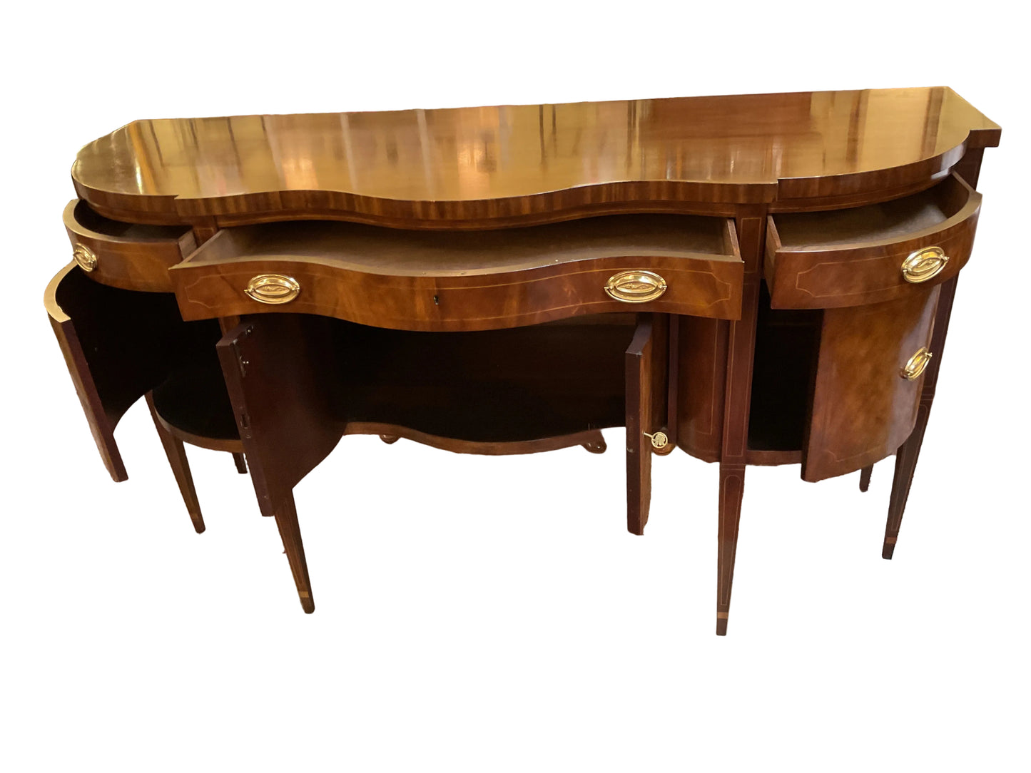 Federal Style Serpentine Mahogany Sideboard by Baker Furniture Collector's Edition