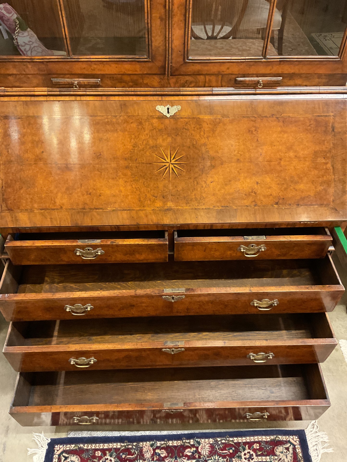 Burl Wood Double Dome Secretary