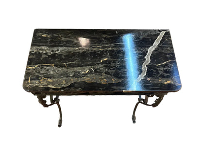 Antique Wrought Iron Console with Marble Top