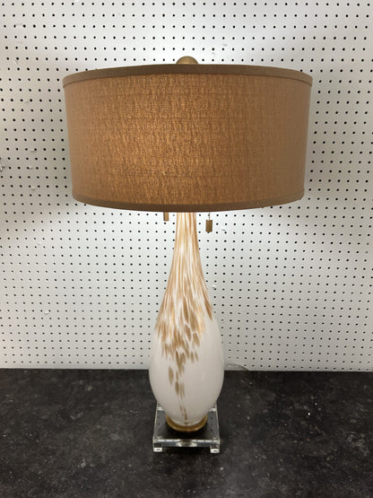 Pr. Gold/White Retro Style Lamps.