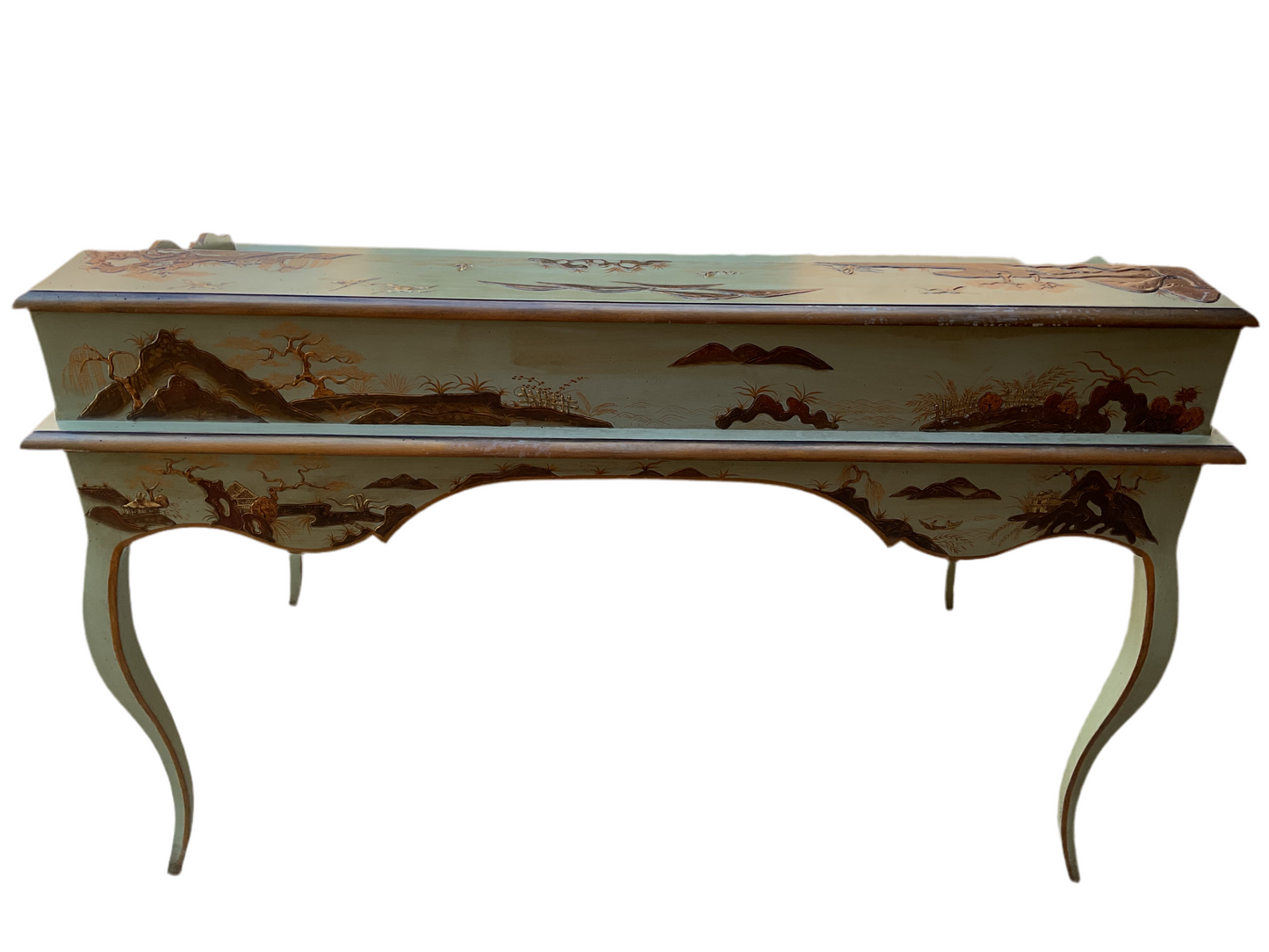 Louis XVI Style Hand Painted Chinoiserie Desk By Minton-Spidell