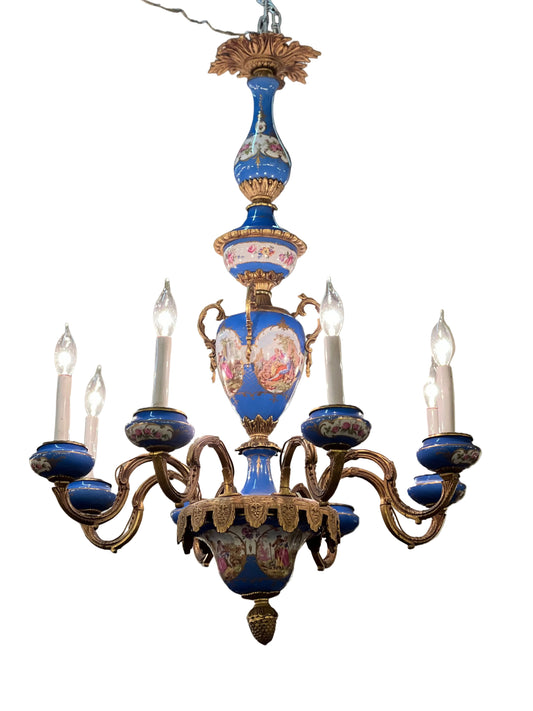 French 19th C Louis XV Porcelain Chandelier