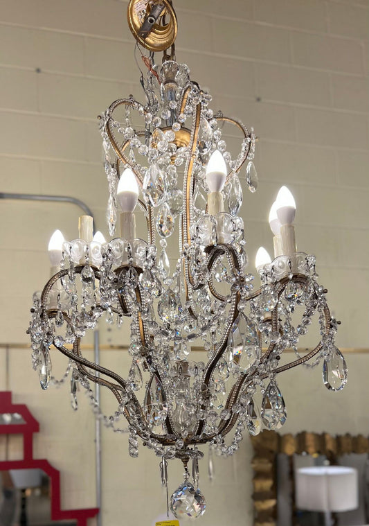 Gilded 10 Light Crystal Chandelier