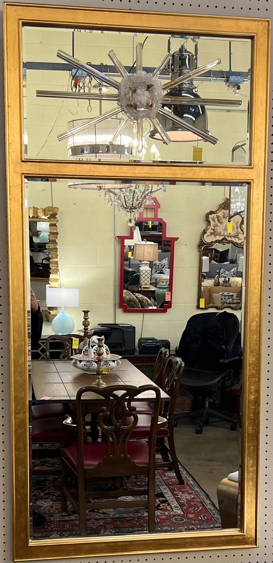 Gold Leaf With White Crystal Mirror.