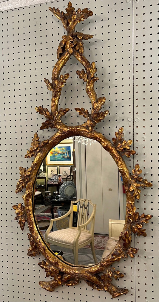 Oval Faux Bois Gold Mirror