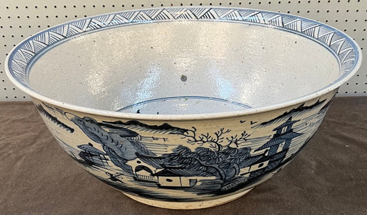 Oversized Blue and White Bowl