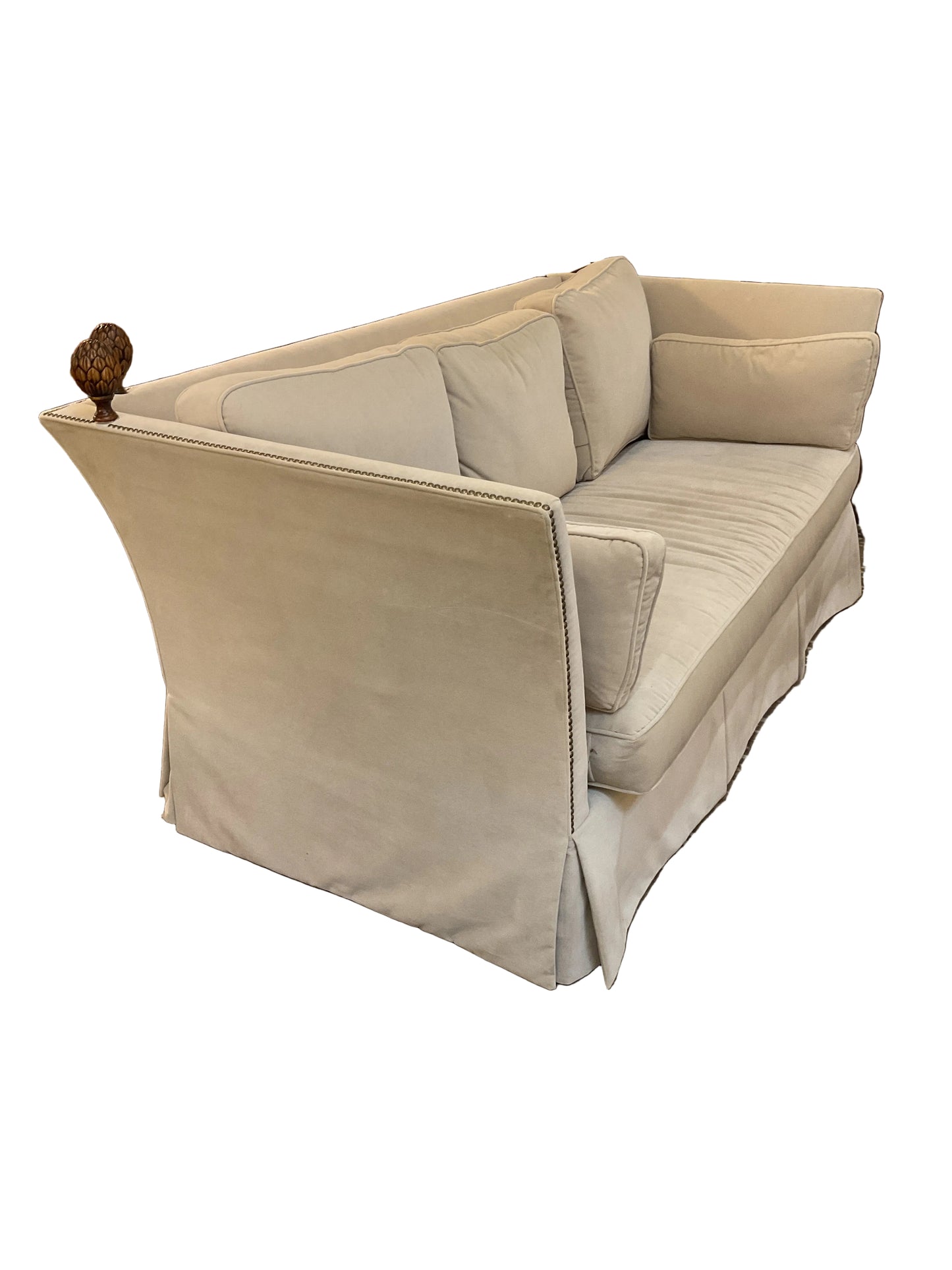 Pair Cream Slope Arm Sofas