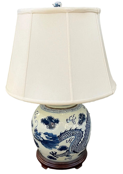 Blue and White Dragon Ginger Jar Lamp