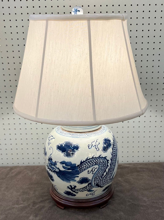 Blue and White Dragon Ginger Jar Lamp