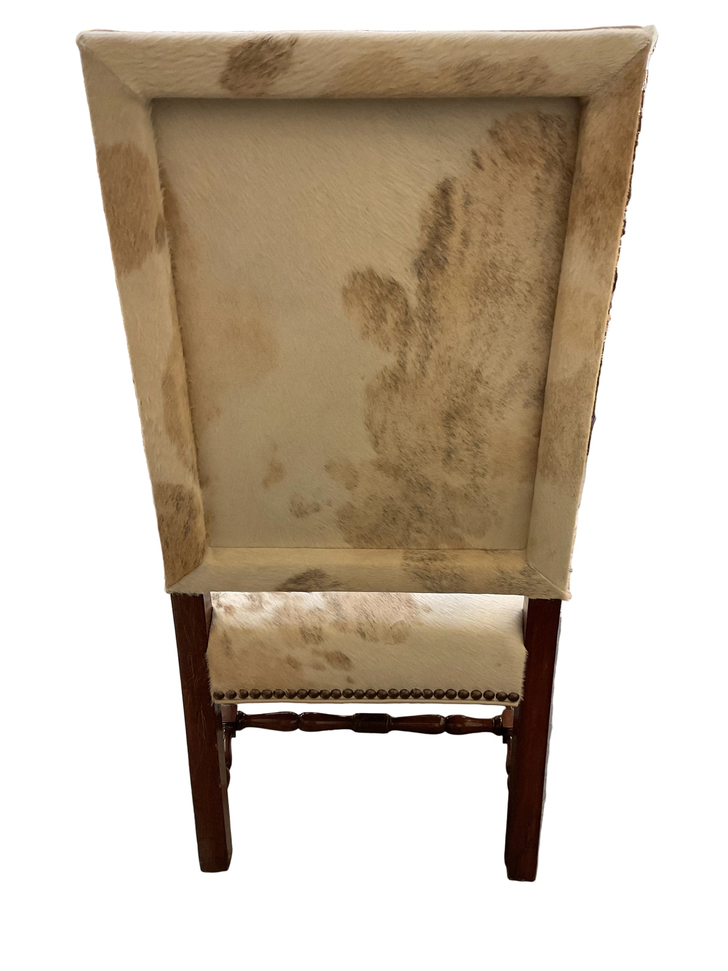 Antique Animal Hide Throne Chair w/Nail Head Trim