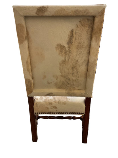Antique Animal Hide Throne Chair w/Nail Head Trim