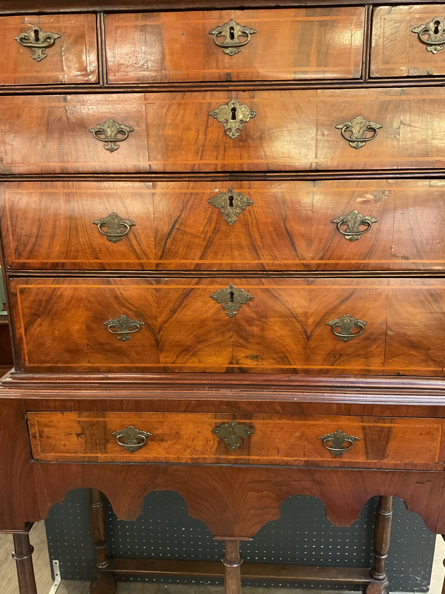 Antique Burled Walnut Chest On Stand