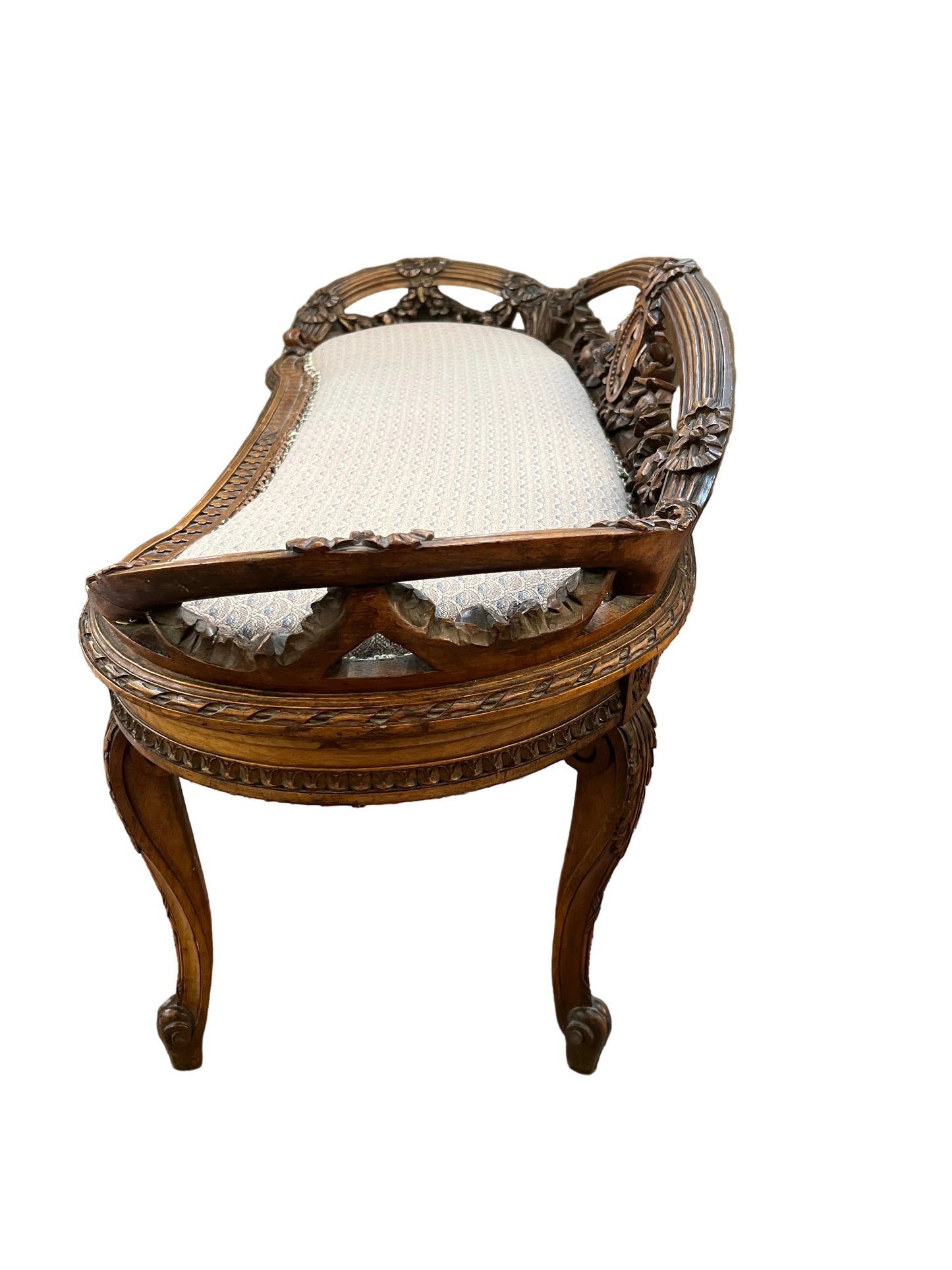 Vintage Louis XV Style Wooden Carved  Bench