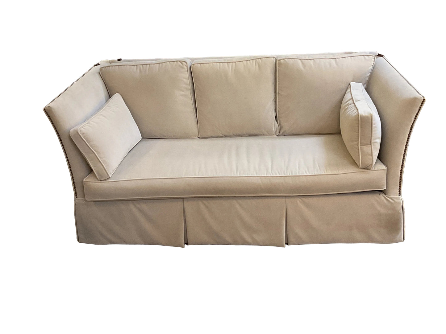 Pair Cream Slope Arm Sofas