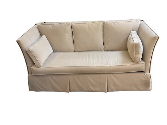 Pair Cream Slope Arm Sofas