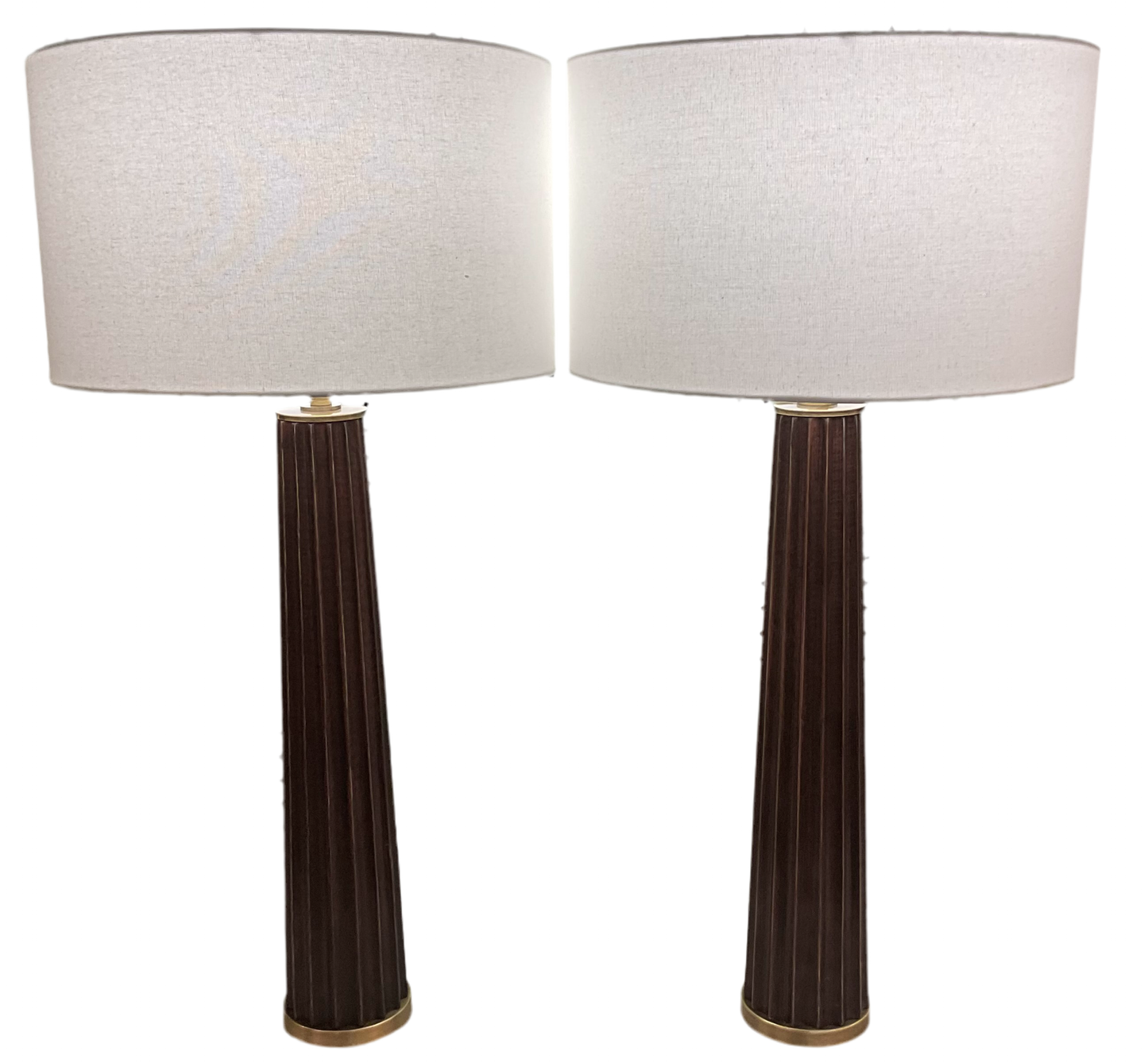 Pair Oak Wood Lamps