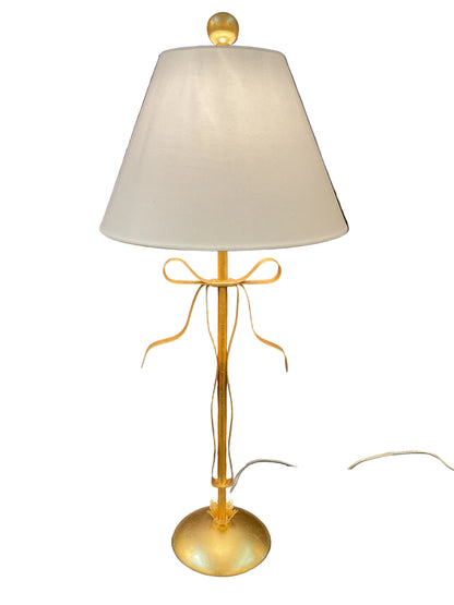 Pair of Gold Leaf Bow Lamps By Chelsea House