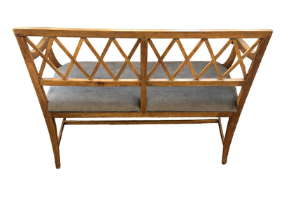 Wooden Bench with Mohair Upholstery