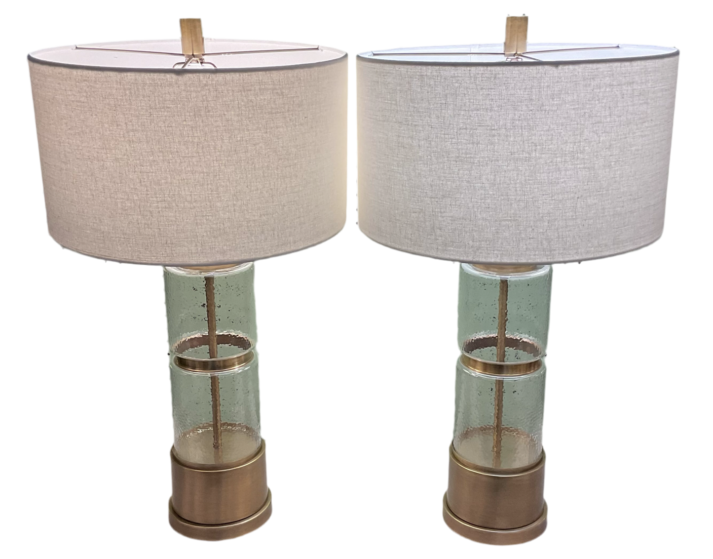 Pair Glass and Brass Lamps