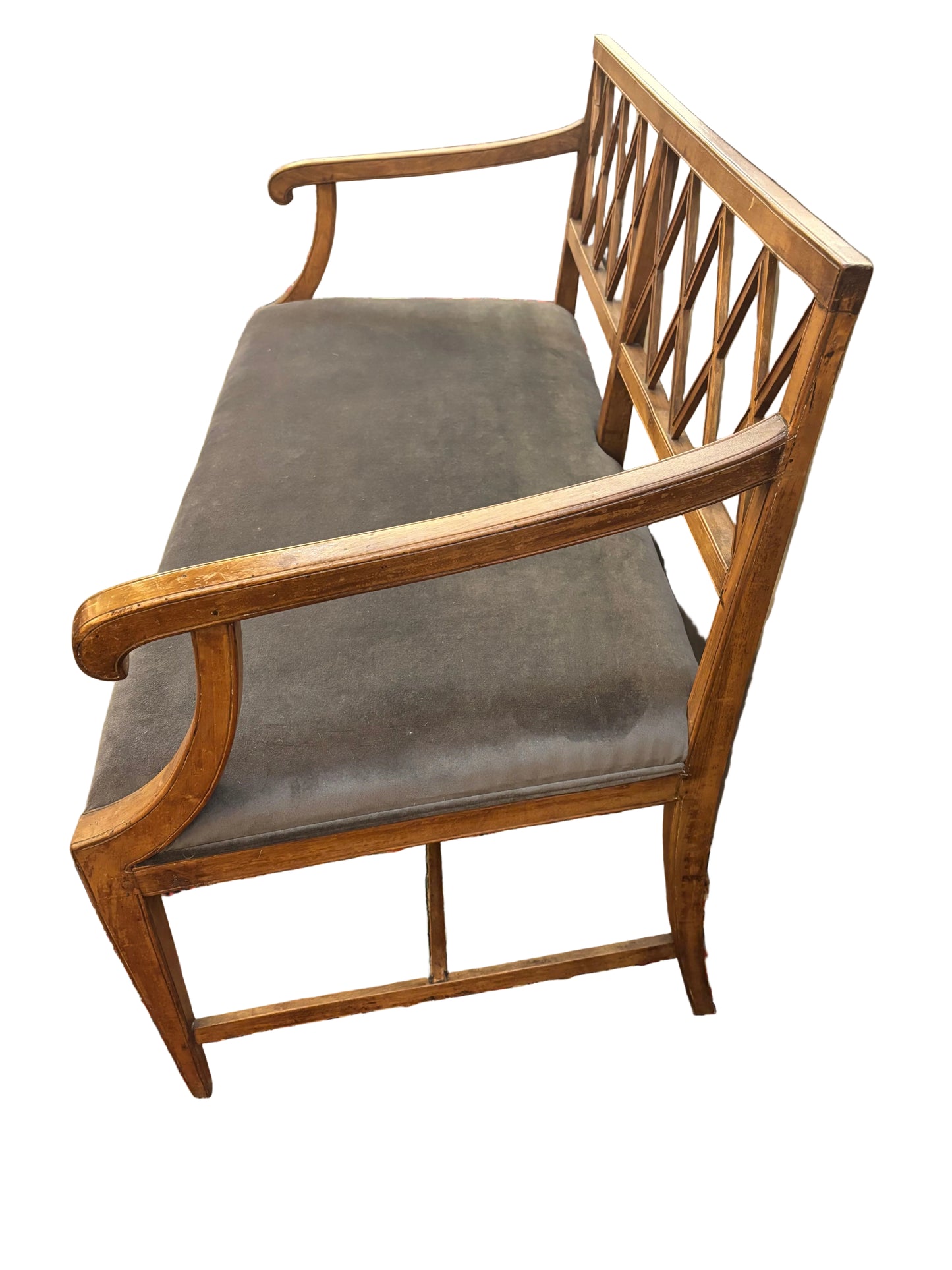 Wooden Bench with Mohair Upholstery