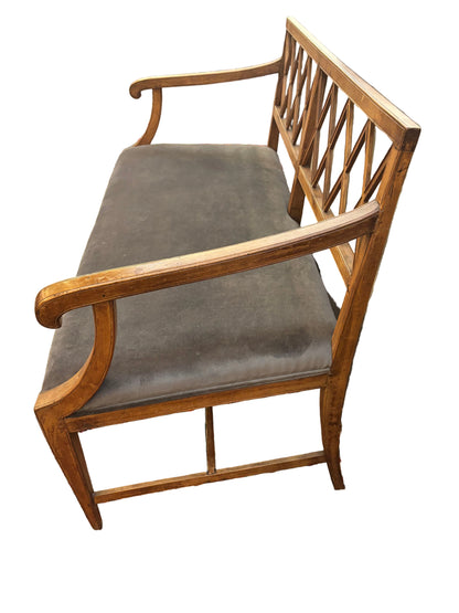 Wooden Bench with Mohair Upholstery