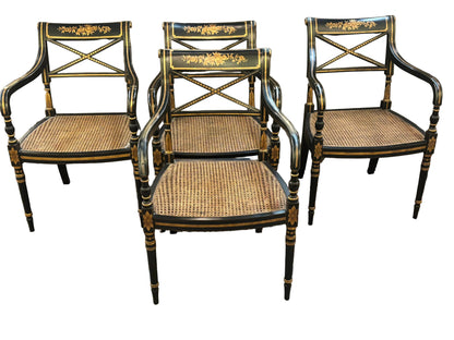 Set 4 Regency Style Caned Chairs
