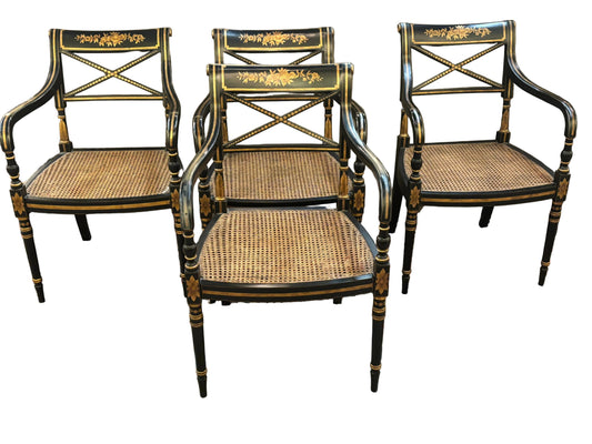 Set 4 Regency Style Caned Chairs