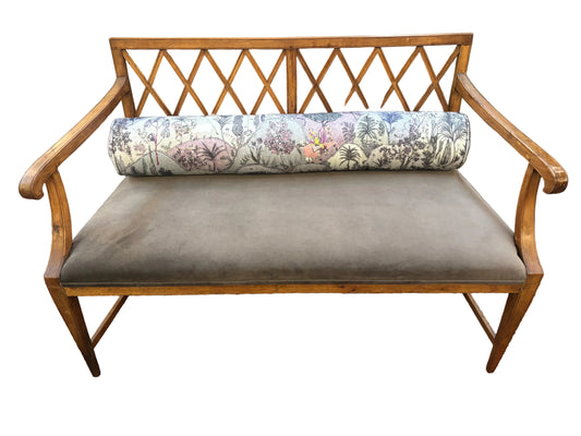Wooden Bench with Mohair Upholstery
