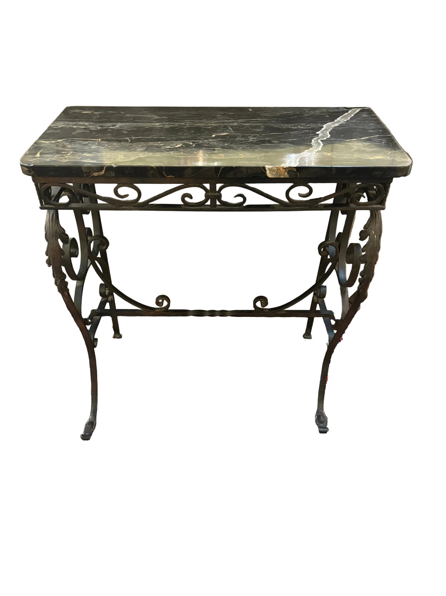 Antique Wrought Iron Console with Marble Top