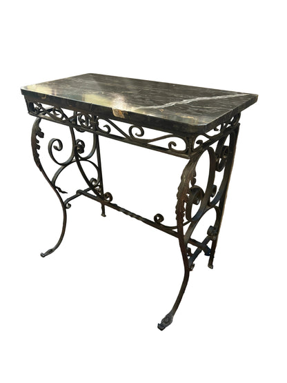 Antique Wrought Iron Console with Marble Top