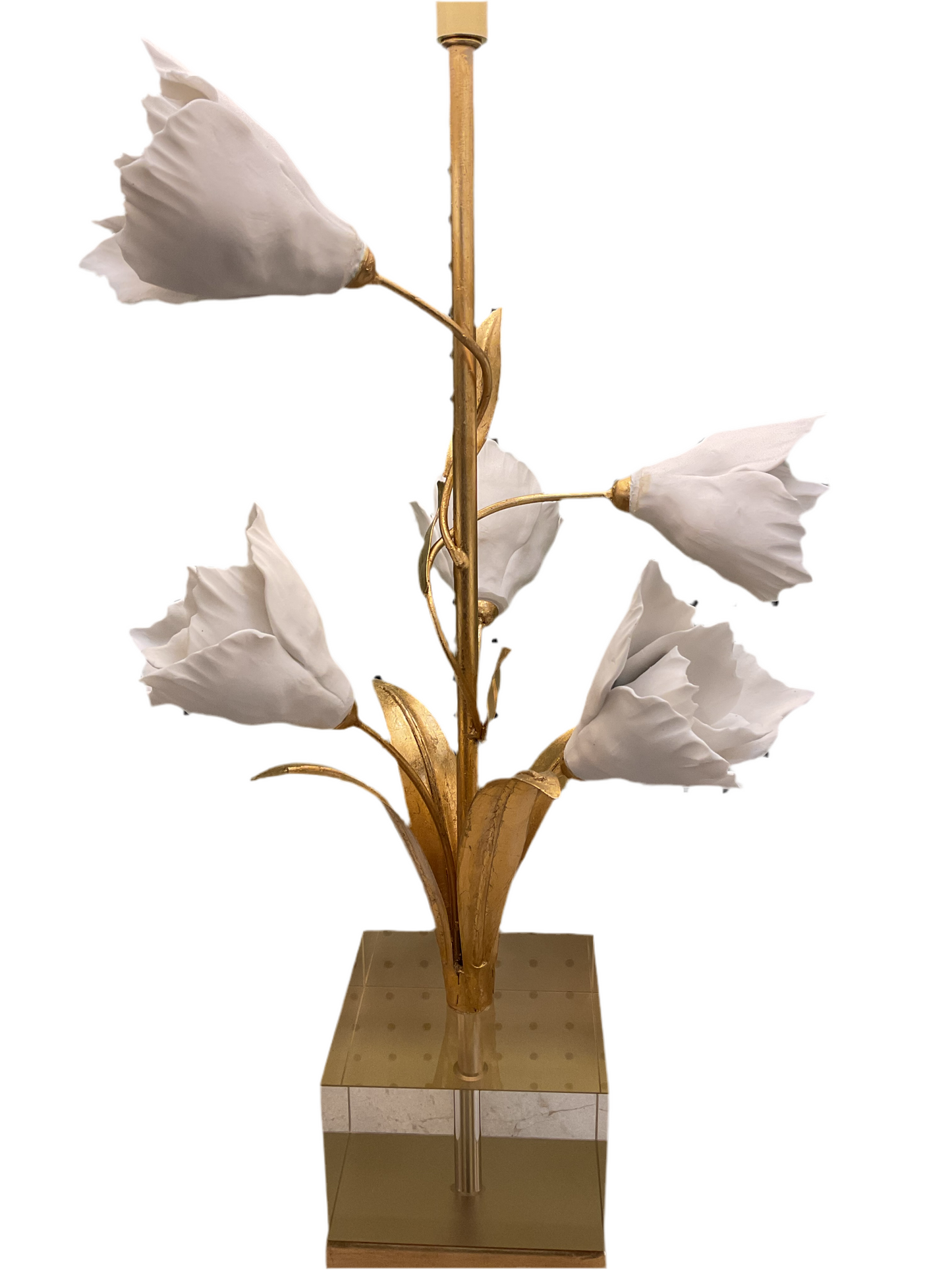 Single White Porcelain Tulip Lamp.