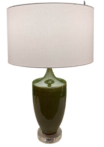 Pair Green Urn Shape Lamps