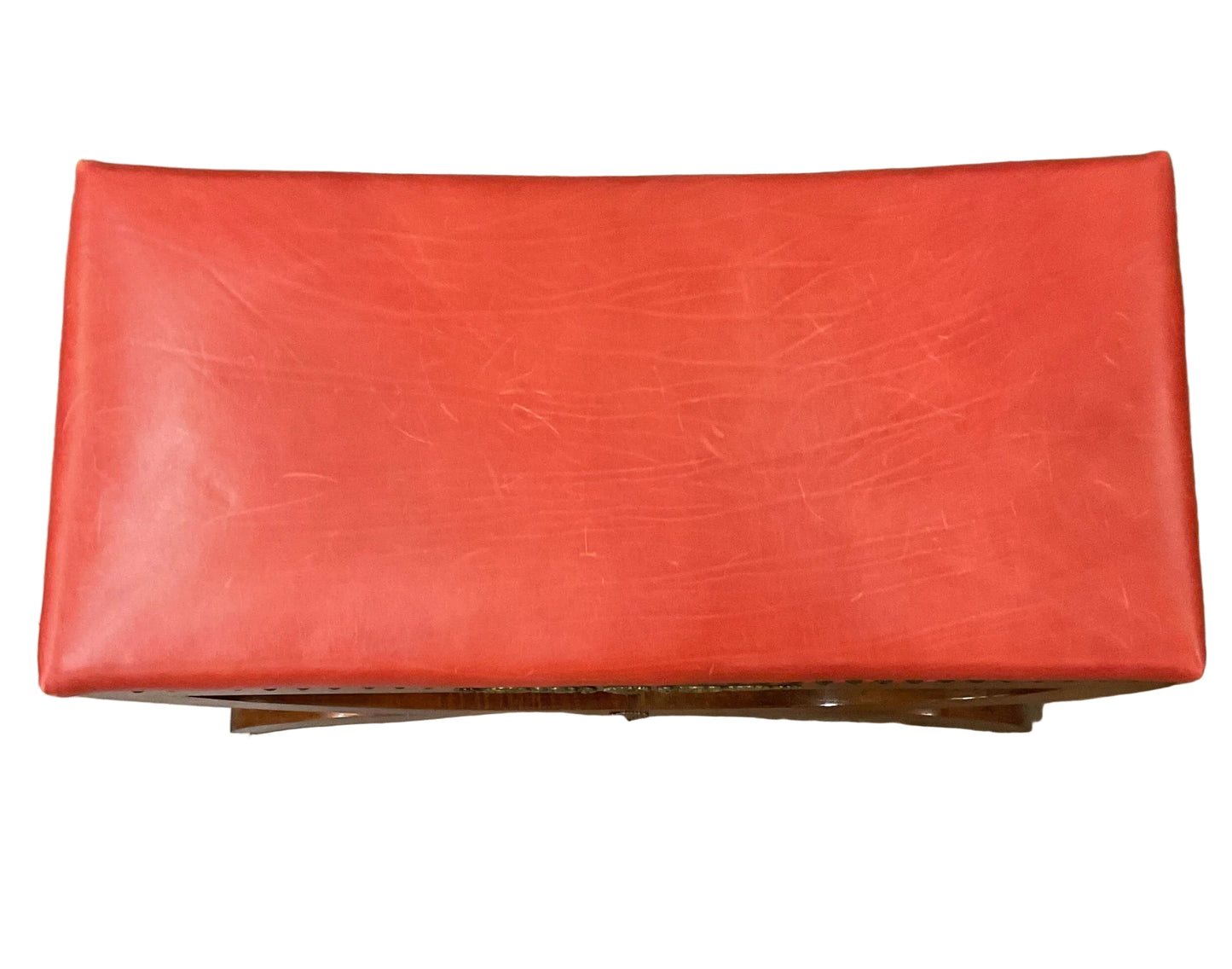 Pair Red Leather Regency Stools