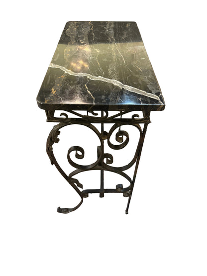 Antique Wrought Iron Console with Marble Top